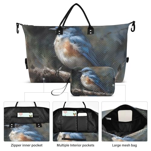 Large Travel Duffel Bag, Bird on Branch Sports Tote Gym Bag, Shoulder Weekender Overnight Bag for Women Men, Carry On Luggage with Toiletry Bags2