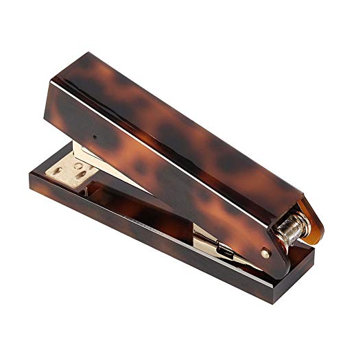 Stapler with 950 Staples, Multieby Heavy Duty No-Jam Stapler for Desk Office Home School, Tortoise Acrylic with Gold Metal