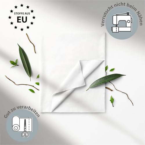 Stoff Meterware Baumwollstoff 0.5 M x 160 cm - Stoffe zum nähen aus reine baumwolle fabric futterstoff dekostoff für patchwork canvas und sewing nähstoff Oeko-Tex 3. Weiß