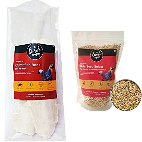 Image of The Birds Company Premium Cuttlefish Bone, Bird Calcium & with Spirulina & Cuttlefish Bone, Bird Food for Finches, Budgies, Conures, Lovebirds, Cockatiels, African Grey, Macaws, Cockatoo, 450 g