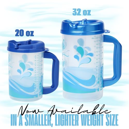 Image of Plum Hill Hospital Cup with Lid and Straw, Lightweight 20 Oz Bedside Mug | Large Water Cup with Measurement Markers, Medical Water Bottle, Clear Plastic Mug