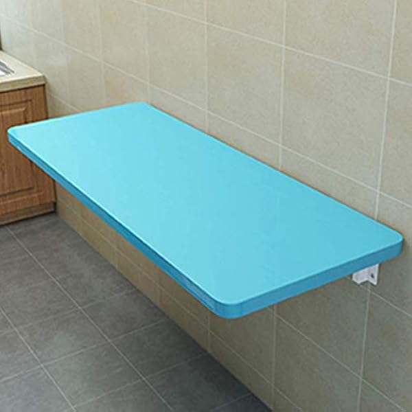 Klaptafel met neerklapbaar blad, aan de muur gemonteerde ruimtebesparende uitklapbare bureauwerkbank Multifunctionele computer Schrijven Dineren Thuiskantoor (Blauw 120x40cm) (Blauw 50x30cm)