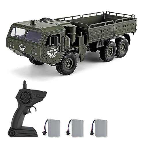 Daconovo RCカーRC軍用トラックオフロードクローラRCトラック、6WDはオフロードおもちゃ2.4GHzのラジコン模型自動車に1/16プロポーションリモートコントロール軍のトラックの場合ボーイズキッズ大人を追跡しました