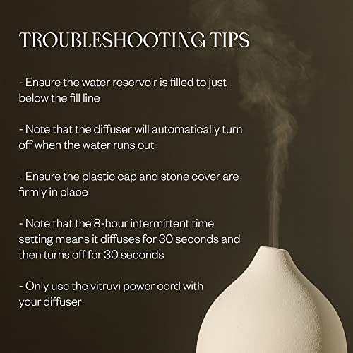 Vitruvi Stone Diffuser, Ceramic Ultrasonic Essential Oil Diffuser For Aromatherapy, White, 90Ml Capacity #TOP6
