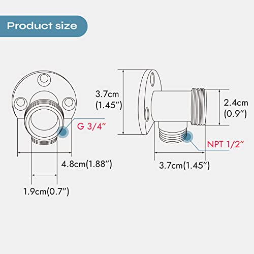 Kit de Recambio para Grifo de Ducha de Acero Inoxidable gotonovo, Roscas Macho NPT 1/2 x Roscas Macho G 3/4, Acabado Níquel Cepillado, para Conectar la mayoría de Grifos Comerciales de Pared miniatura 6