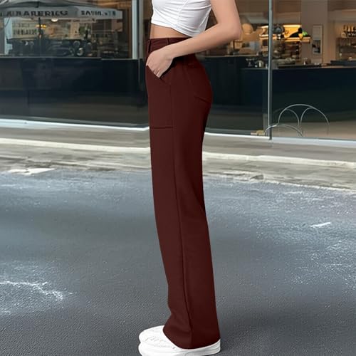 MCILLO Business Casual Pants for Women 2025 High Waisted Straight Leg Cargo Pants with Pockets Trousers Workwear4