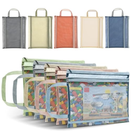 Lot de 10 pochettes maillées à fermeture éclair, sacs de rangement pour jeux de société, puzzles, blocs de construction et jouets, pochette à documents, sac à...