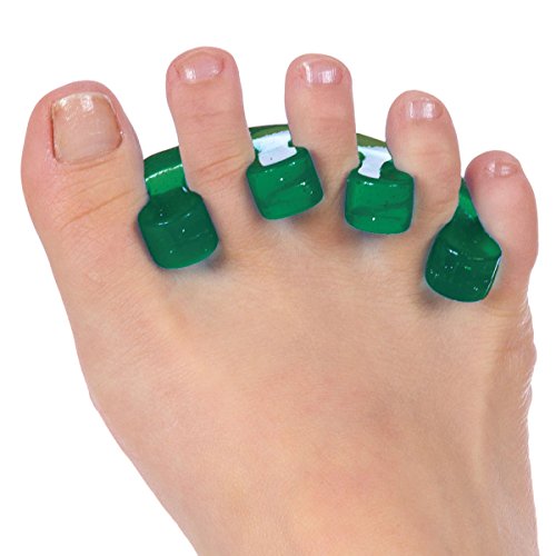 Happy Toes Gel Toe Separators and Straightener for Foot Pain & Bunion Relief, Hammer Toes and More - 1 Pair, Emerald