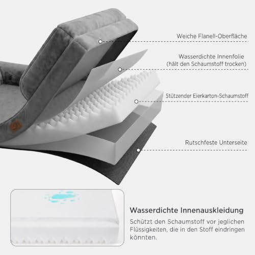 BEDSURE orthopädisches Hundebett ergonomisches Hundesofa, 89x63cm, grau – Ansicht 7