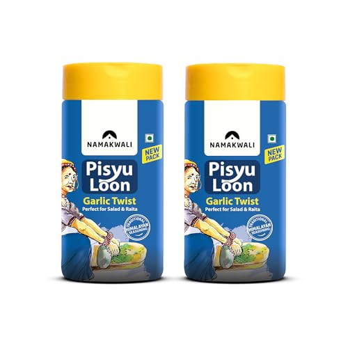Image of Namakwali Flavoured Pahadi Salt Garlic Twist (Lehsun) Seasoning, Pack of 2 - 200 Gram | Pisyu Loon Seasoning mix for Popcorn, Noodles, Salad, Raita, Juice, Fruits, Makhana| 100% Organic, No Chemicals | SharkTank India Product