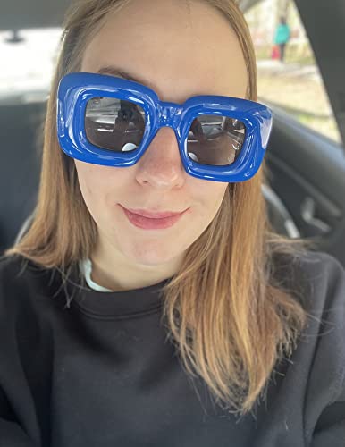 Stylish Fun Inflated Sunglasses Trendy Thick Frame Cute Candy Colored Square Shades AZ96212