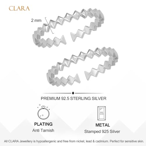 Image of Clara 925 Sterling Silver Size Adjustable Toe Rings Pair Gift for Women