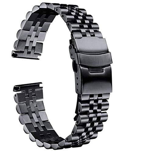 Correa de reloj de acero inoxidable, pulsera metálica con cierre plegable de seguridad