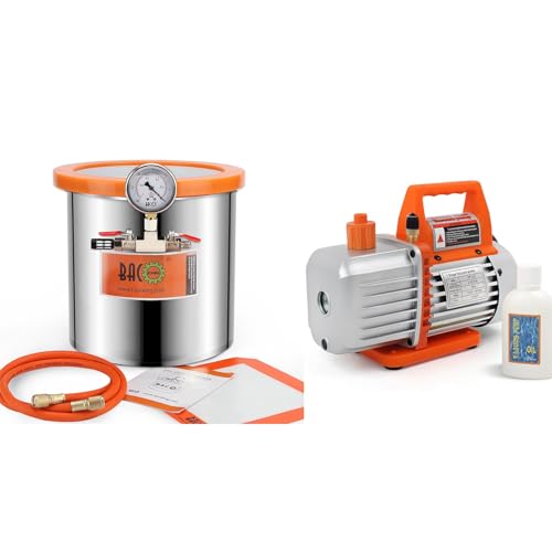 BACOENG 3 Gallon 4.5 CFM Tempered Glass Lid Vacuum Chamber with Pump