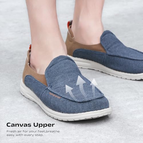 Image of Men's Canvas Loafers, Slip On Casual Shoes | Hands Free, Lightweight, Comfortable, Breathable Upper, Walking Shoes, Stretch, Travel, Vacation, Everyday Wear