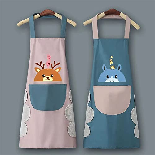Niralasa Apron for Women Cute Deer Aprons With Pockets and Hand-Wiping Kitchen Apron Waterproof and Oil-proof Kitchen Accessories Items for Home Cooking Fits Men/Women Home Restaurant - Image 4