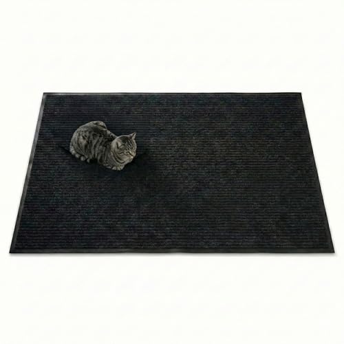 Image of Restaurantware-Comfy Feet 60 x 36 Inch No-Slip Floor Mat, 1 Ribbed Carpet Utility Mat - Indoor and Outdoor, For Homes Or Offices, Black Polyester Fibers Entry Mat, Vinyl Backing, Easy To Clean