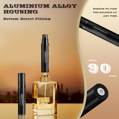 5ml Perfume Atomizer Travel Refillable,Mini Cologne Dispenser, Bottom-Filling Fragrances Perfumes Bottle,Portable Sprayer Pocket Size for Women Men Cruise Car Trip Gift 2pcs (black-grey)2