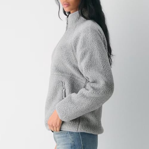 Hixiaohe Womens Fuzzy Fleece Jacket Fall Winter Warm Long Sleeve Sherpa Coats Casual Full Zip Up Outerwear with Pockets3