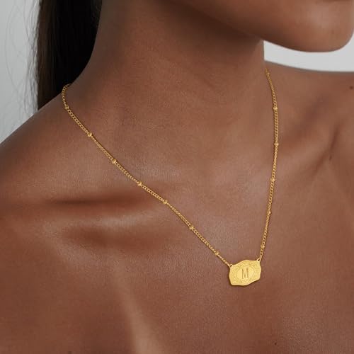 Initial Necklace for Women - 14K Gold Plated Letter Initial M Pendant Necklaces with Embossed Belt Buckle, Gifts Personalized Necklace for Women Trend Jewelry4