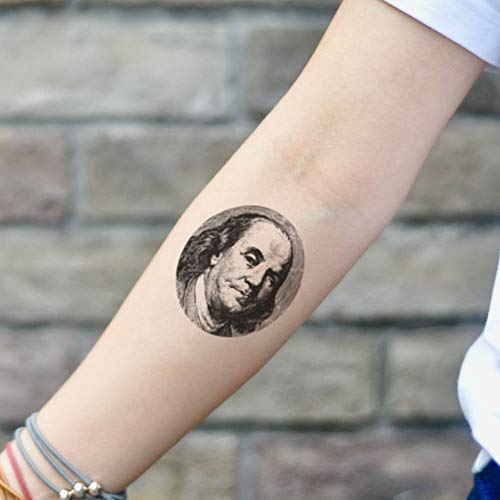 Ben Benjamin Franklin Temporary Tattoo Sticker (Set Of 2) - www.ohmytat.com