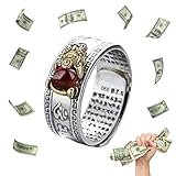 HETICA Feng Shui Pixiu Mantra Amulet Lucky Adjustable Ring Buddhist Good Luck Mantra Double Protection Wealth Love Health Ring Vintage Ring Jewelry Gift