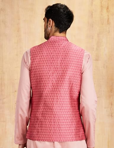 Amazon Brand - Symbol Men's Nehru Jacket with Band Collar & Button Closure L.Pink1 2XL - Image 2 thumbnail