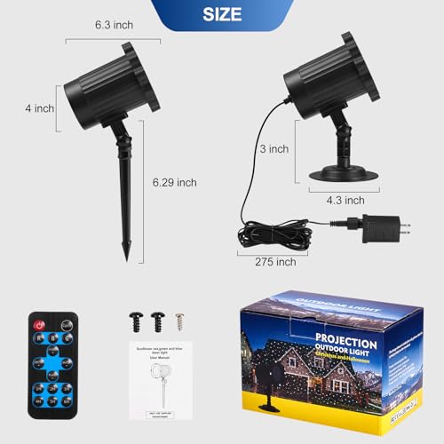 Outdoor RGB Laser Projector Lights, Moving 3 Color Starry Sky & Firefly Effects Projection Light with RF Control, IP65 Outdoor Holiday Landscape Decor for Christmas Halloween Parties Garden New Year