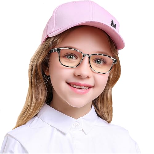Image of Kids Blue Light Blocking Glasses 2 Pack, Anti Eyestrain, Computer TV Phone Glasses for Boys Girls Age 3-9 (Transparent+Leopard)