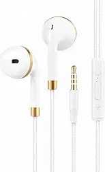 Fone de Ouvido com Microfone P2 3.5mm – Som Estéreo, Controle de Chamadas e Música, Cabo 1,2m, Conector Dourado, Compatível com Smartphones, Notebooks e PCs