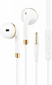 Fone de Ouvido com Microfone P2 3.5mm – Som Estéreo, Controle de Chamadas e Música, Cabo 1,2m, Conector Dourado, Compatível com Smartphones, Notebooks e PCs