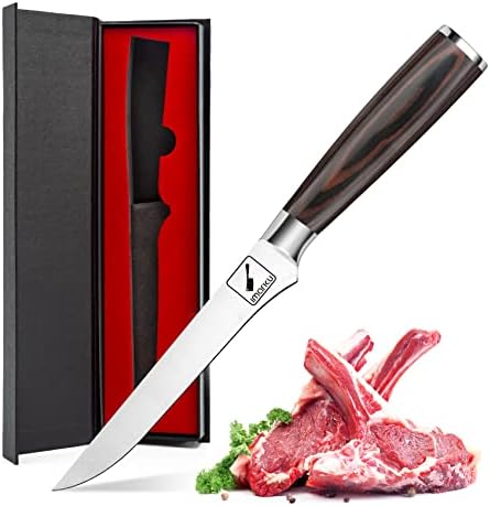 imarku Boning Knife, German High Carbon Stainless Steel Professional Grade Boning Fillet Knife, 6-Inch Professional Boning knife, Pakkawood Handle for Meat and Poultry