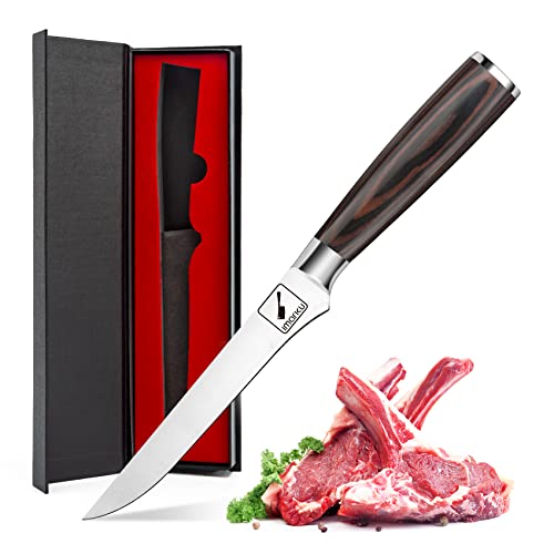 imarku Boning Knife, German High Carbon Stainless Steel Professional Grade Boning Fillet Knife, 6-Inch Deboning Knife, Pakkawood Handle for Meat and P