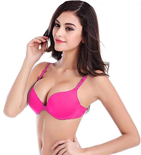 Image of Voler Haut Women Front Open Padded Underwired Pushup Bra Dark Pink