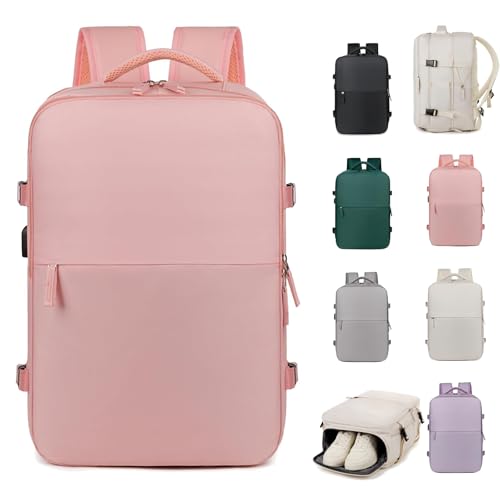 Levettevac Mochila, Levettevac Backpack, Large Capacity Bag with Separate Shoe Compartment, Waterproof Expandable (Pink)