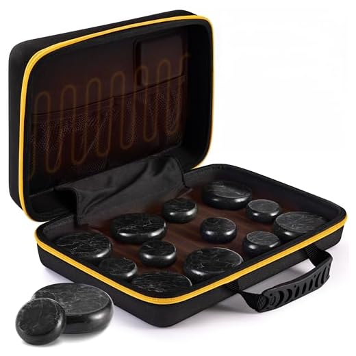 SereneLife Portable Basalt Stone Massage Set with Heating Bag - Hot Stone Massaging Black Basalt Kit, 12 Rocks Massage Stones and Warmer Set, Soothing Massage Accessories