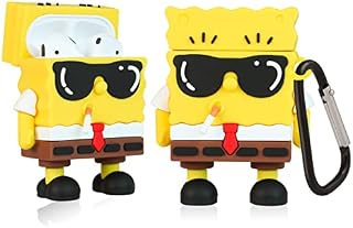 STSNano Cute Case for AirPod 1/2 Cartoon Character Design Funny Kawaii Fun Air Pod 1/2 Silicone Cover Unique 3D for Girls Boys Kids Teen Cases for AirPods 1st/2nd (Glasses Spong)