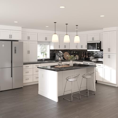 Image of Furinno Shaker Drawer Base Kitchen Cabinet with 4-Drawers, Ready to Assemble, 24 D x 18 W x 34.5 H, White
