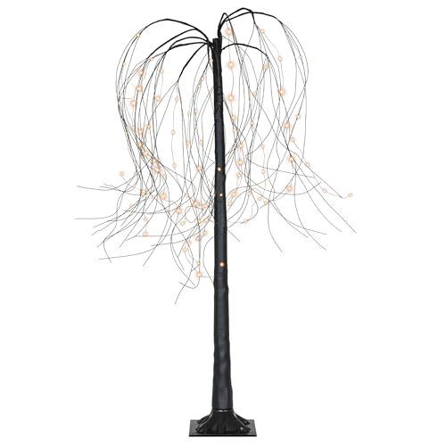 Weidenbaum schwarz 96 LED warm weiß Trauerweide Lichterbaum 150 cm hoch Trafo IP44 Weihnachtsbeleuchtung Außenbeleuchtung Xmas Gartendeko