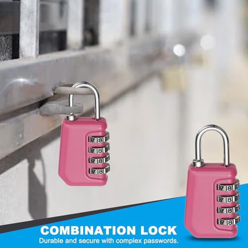 Image of MECCANIXITY Combination Lock, 4 Digit Padlock Combination Outdoor Waterproof Locker Lock for Gym Luggage Home Sports Hasp Storage, Pink Pack of 1