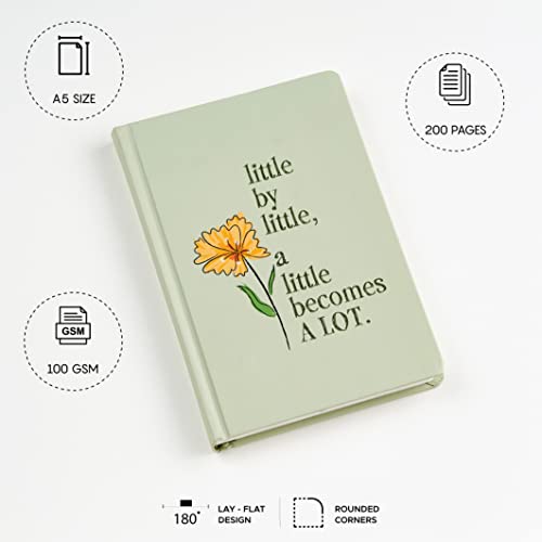Image of FACTOR NOTES Hardbound Notebook: 100 GSM|A5|3 Bookmarks|200 Pages|Inner Pocket|Ruled (Little by Little)