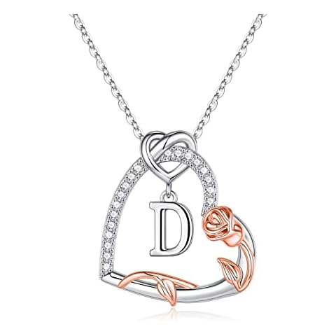 Yesteel Rose Heart Initial Necklace for Her Cover
