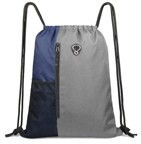 Image of ALASKA Drawstring Backpack Sports Gym Bag Large Size (18 Inch x 14 Inch) for Women & Men, Large Size With Two Zipper Pockets and Water Bottle Mesh Pocket.