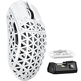 MAMBASNAKE M5Ultra ゲーミングマウス 8K カーボンファイバーマウス 無線 有線 ワイヤレス 軽量 PAW3950MAXセンサー Nordic52840コントローラー 8000Hzポーリングレート 最大42000DPI 3モード Bluetooth 42g超軽量 FPS MOBA コイルケーブル付き【公式直営店】【技適認証済み】（白×銀）