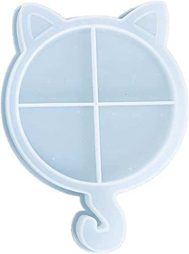 Miniatura 2 de Surakey Bandeja de silicona para gatos de Navidad, 1 molde de bandeja de resina, moldes de resina epoxi de silicona, posavasos para gato, alce,