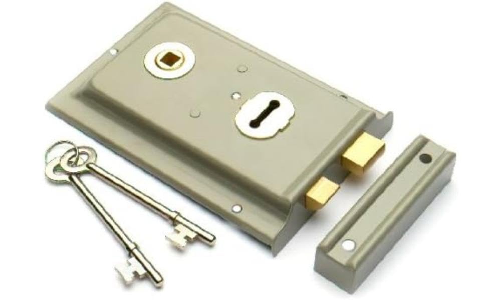 Merriway® BH00099 6 x 4-inch Surface Fixing Rimlock Sashlock - Grey
