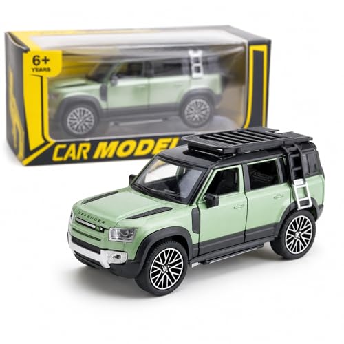 Image of Land Rover Defender 1:32 Scale Die Cast Metal Car - Pull Back Off-Road SUV Model with Openable Doors & Hood, Roof Rack, Lights & Sound, Collectible Showpiece for Kids 6+ & Car Enthusiasts