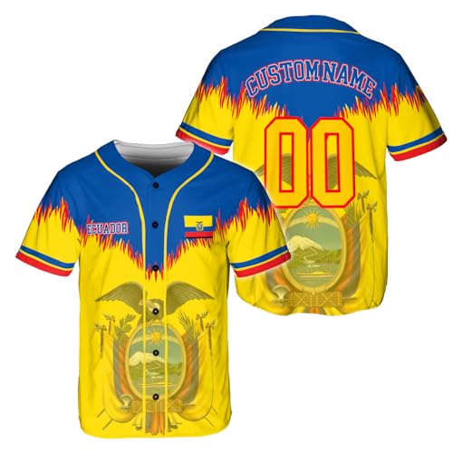Jersey personalizado de béisbol de Ecuador, nombre y número personalizados, diseño con bandera nacional, regalo para fanáticos de Ecuador miniatura 1