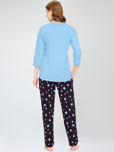 Image of ZEYO Night Suit for Women's Printed Cotton Night Dress of Top and Pajama Set (Available in Plus Size)