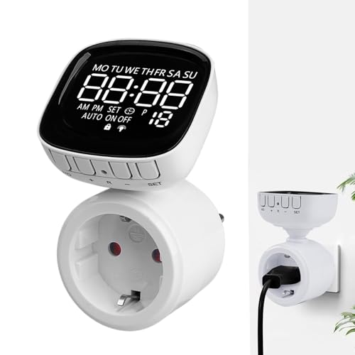 Yuemeuy Minuterie pour Prise,Fiche Rotative Programmable à 360 Degrés,Prise À Minuterie Numérique - pour Aquarium Lampe Intérieure Cuisine Maison Piscine...